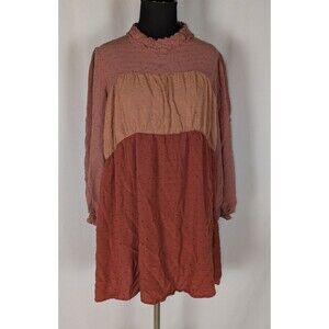Umgee Dress S Women's Swiss Dot Long Sleeve Shift Fall Autumn Easy Wear Comfort